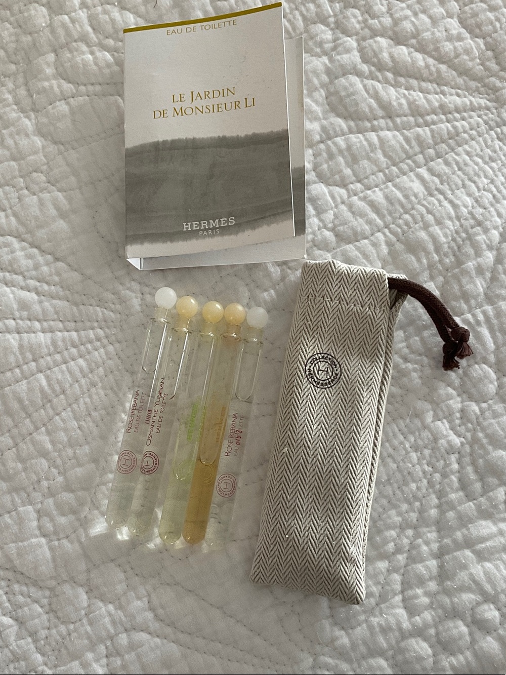 Hermes Le Jardin de Monsieur Li Sample Vial plus , bag with five more vials.